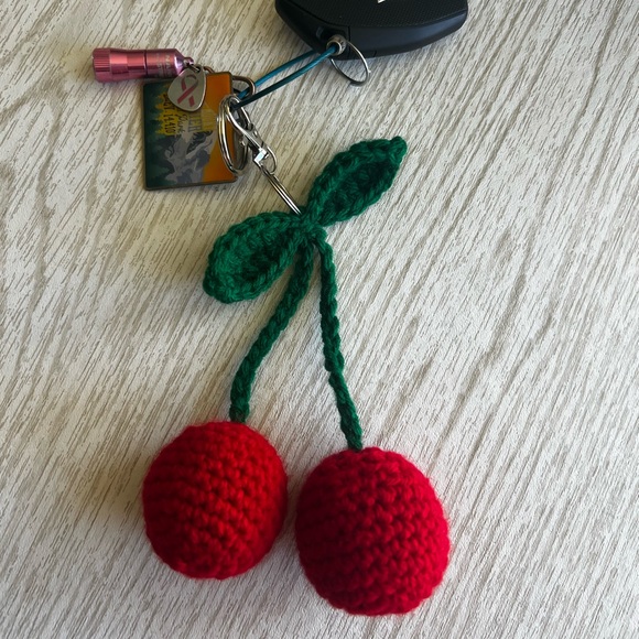 Hand Crocheted Cherries Keychain! - Picture 3 of 15